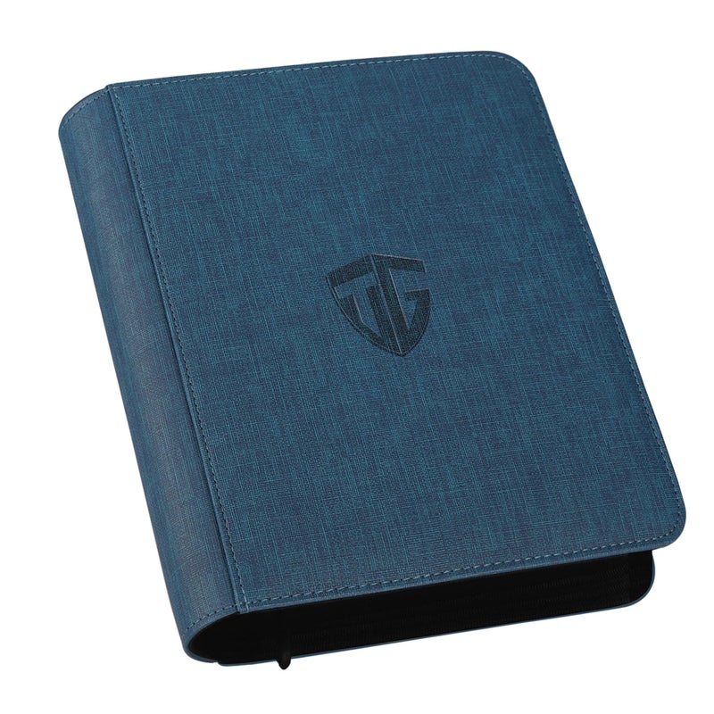 TCGUARD Toploader Binder Holds 112 Toploaders  4 Pocket Top Loader Binders for 3"" x 4"" Rigid Card Holders for Trading Cards or Sports Cards Binders (Dark Blue) - Image 1